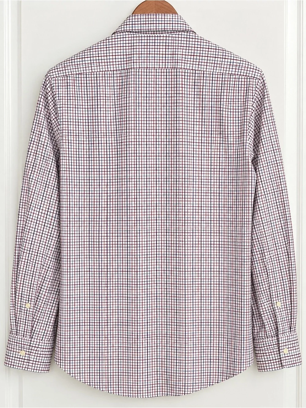 Banana Republic Slim Fit Checked Dress Shirt - White with Pink & Navy